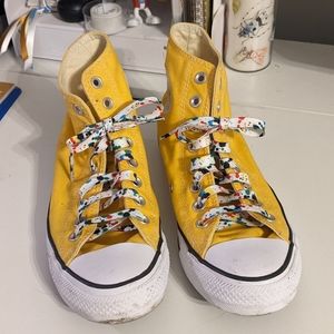 Yellow Converse With Splatter Laces